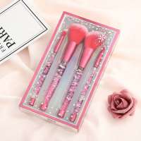 Wholesale Private label 4pcs glitter red makeup cosmetic powder foundation brush set