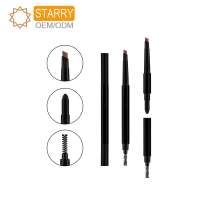 Cosmetic package 3 in 1 wholesale makeup eyebrow pencil with eyebrow brush and eyebrow powder match soft sponge