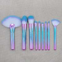 Professional Custom Logo 9pcs Rainbow Cosmetic Makeup Brush Set Best Foundation Brush