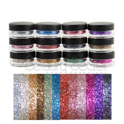 12Color glitter eye shadow powder private label cosmetic with brush