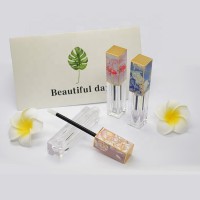 High quality wholesale 6ml square empty lip gloss tubes private label 6ml crystal square lip gloss tubes with brush