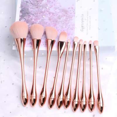 No Label Professional 10 pcs Set Rose Gold Handle Makeup Brushes Set